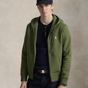 Polo Ralph Lauren Double Knit Full Zip Hoodie Sweatshirt Green Men’s Sizes